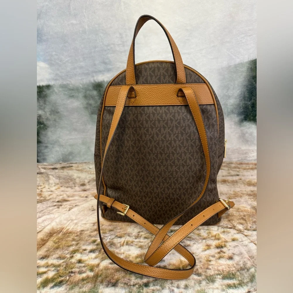 Michael Kors Brown Signature Large Jet Set Abbey Backpack